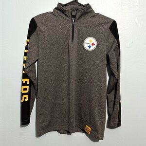 NFL Pittsburgh Steelers Kids Quarter Zip Pullover Gray Black Size 14-16 EUC